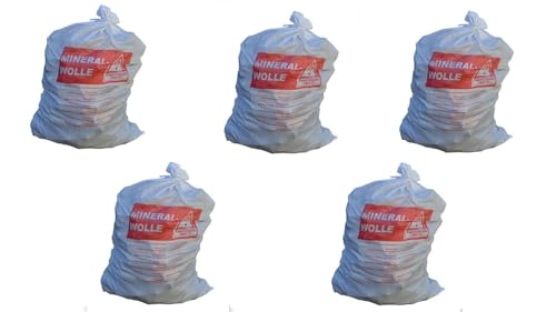 B teurobrecher - 5 Mineralwoll Säcke 140x220 cm - KMF Sack - Big Bag MiWo B teurobrecher - für Mineralfaserabfälle - Transportsack mit Aufdruck - Glaswolle - Isolierwolle