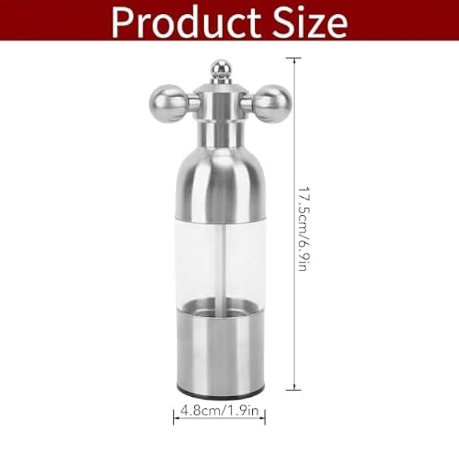 Salt and Pepper Grinder, Salt or Pepper Shakers Pepper Mill, Adjustable Stainless Steel Salt Grinder or Pepper Grinder for Home,Kitchen,Barbecue (Short Size)