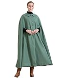 ♣ Longueur Aux Chevilles & Style Swing --- La longueur de la cape manteau chic est de 128cm. La maxi cape vintage est fabriquée à partir d'un large tissu de laine, qui est taillé pour donner un effet de drapé et de balancement dans le dos. Il y a suffisamment d'espace pour porter des vêtements épais sans avoir l'air encombrant.