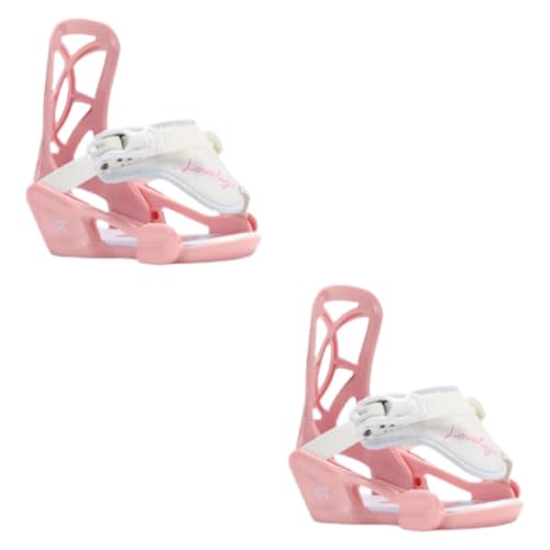 DYNWAVE Snowboard Bindings Children Kids Snowboard Gears Quick Release Buckle Skating Beginner Adjustable for Snowboarding Equipment, S Pink