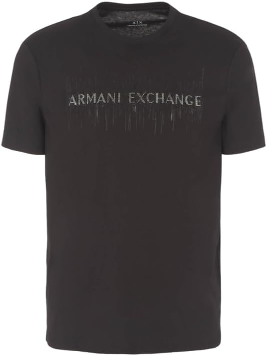 Armani Exchange Mens Regular Fit Crew Neck Cotton Jersey Embellished Logo Tee