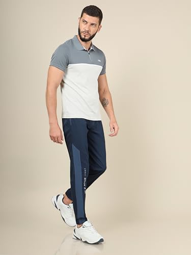 Image of TECHNOSPORT Men's Colorblock Slim Fit Sports Joggers TECHNOLITE Lightweight Active Track Pants Quick Dry Stretch Gym Running Training Fitness Activewear