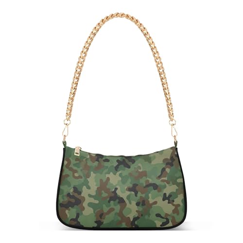 Classic Green Camouflage Ladies Shoulder Bag Floral for Women Evening Clutch Purse Chain Strap Zipper Phone Bag Purse