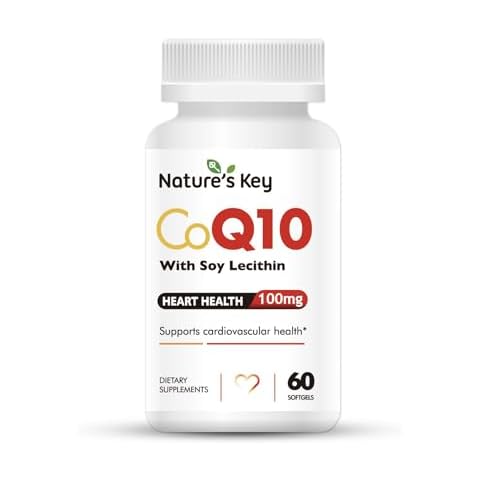 Nature's Key CoQ10 200mg Softgels - 3X Better Absorbtion Water Soluble Coenzyme Q10 for Heart Health with 50mg Soy Lecithin - 1 Month Supply(60 Counts) Cover