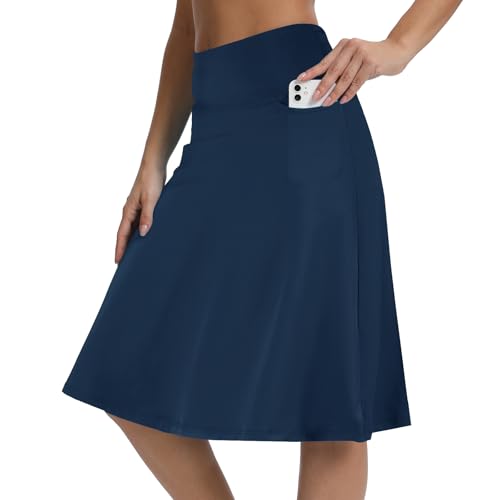 CZRLHYT Women's Athletic Skirts Running Skorts Midi Skirt Navy 5XL