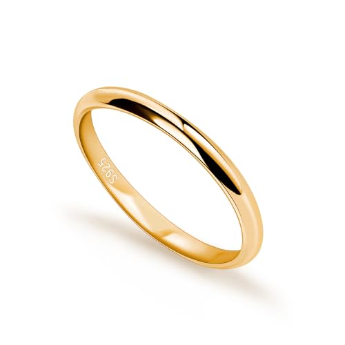 Dankadi - Anillo de alianza de plata (925, 3,5 mm, chapado en oro, talla 44 a 70 mm, para pareja de novios, anillo simple y liso para mujer, hombre, regalo de amor, boda, amiga, Metal