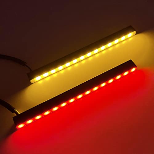 12 Volt Led Lights Bar Universal Car Accessories Led Strip Lights,Red Amber Yellow Dual Color Sequential Dynamic Flashing Signal Lights,Fog Lights,Tail Light Stop Light Aluminum Shell #TOP2