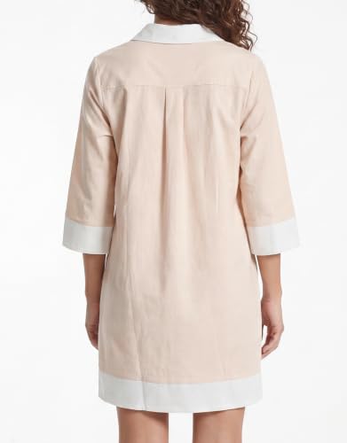 Image of Kedera Women Button Shirt Dress V Neck Short Sleeves Summer Casual Work Shift Tunic Dress with Pockets