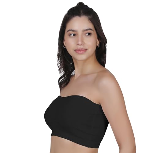 Image of DChica Essentials Tube Bra for Women's, Cotton Padded Bra, Full Coverage, Non-Wired Young Women's T-Shirt Gym Bra, Solid Stylish Without Strap Training Bras