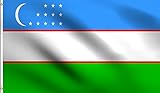 DMSE Uzbekistan Uzbek National Flag 2X3 Ft Foot 100% Polyester 100D Flag UV Resistant (2' X 3' Foot)