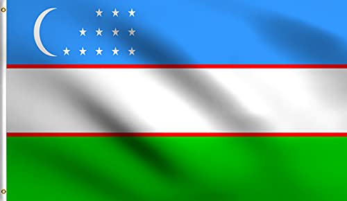 DMSE Uzbekistan Uzbek National Flag 3X5 Ft Foot 100% Polyester