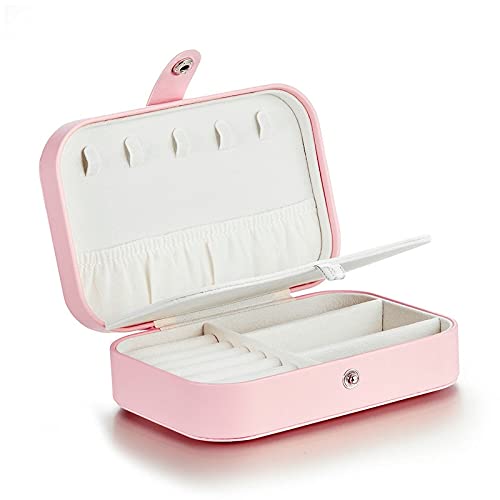YJYJY Joyero de Piel sintética Rosa, Caja de Almacenamiento multifunción, Expositor para Pendientes, Anillos, Organizador de Joyas