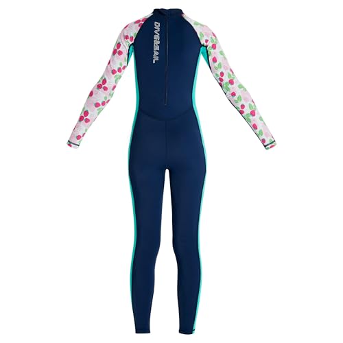 Girls One Piece Long Sleeve Swimsuit, UV Protection 50+, Nylon Spandex Swimwear (US, Age, XX-Large, Little Girls, Blue)2