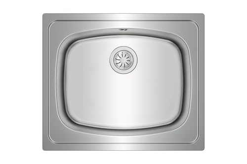 Teka Universe 60 T-XP 1C - Fregadero de Cocina 1 Seno, Encastrado, para Muebles de 60 cm, Desagüe con Válvula Manual, Acero Inoxidable
