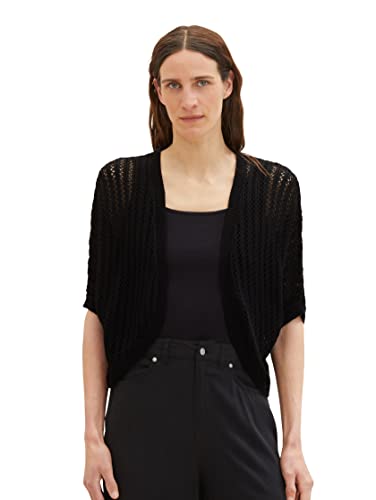 TOM TAILOR Damen 1036781 Bolero Strickjacke, 14482-Deep Black, 3XL
