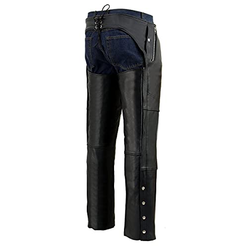 Image of Milwaukee Leather Men's Thermal Lined Premium Leather Motorcycle Bikers Riders Chaps