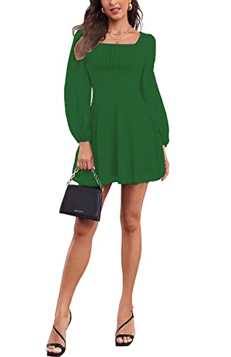 Image of LYANER Women's Polka Dots Square Neck A line Long Sleeve Swiss Dots Mini Dress