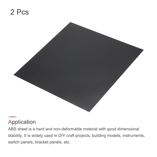 Image of MECCANIXITY Black ABS Plastic Sheet 10 x 10 x 0.04 Inch for Building Model, DIY Crafts, Panel, Pack of 2 Pcs