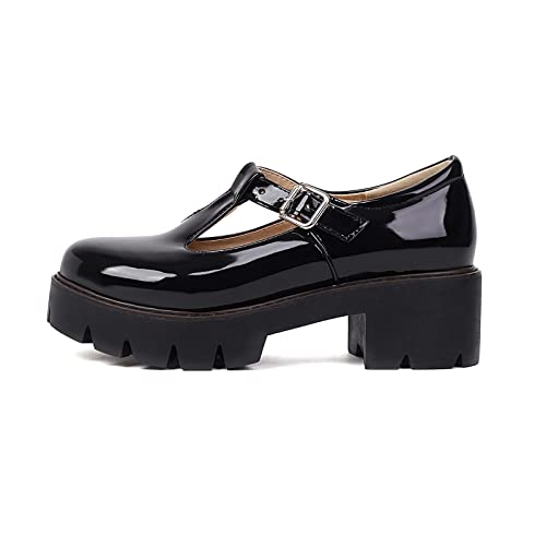 Mary Jane Shoes for Women Girls, Black Platform Mary Janes Chunky Heel Kawaii Lolita School Shoes2
