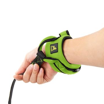 Image of Gooby Neoprene Wristband Sport Leash, Lime, 6 FT | Hands-free wristband; Neoprene padded cushion; 6 ft; Adjustable hook-and-loop fastener; All-weather