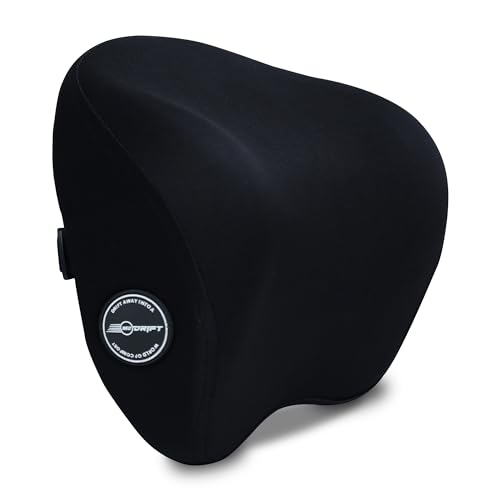 Image of Neodrift 'CurveNeck Pro' - Neck Rest Cushion Orthopedic Velvet Memory Foam Pillow for Neck, Head, Shoulder Support - Pain Relief for Car, 1 Pc (Colour-Black)