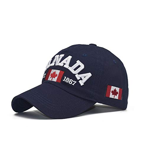 XibeiTrade Gorra de béisbol unisex de algodón con bandera de Canadá bordada de hoja de arce para hombres y mujeres, Azul / Patchwork, Medium Cover