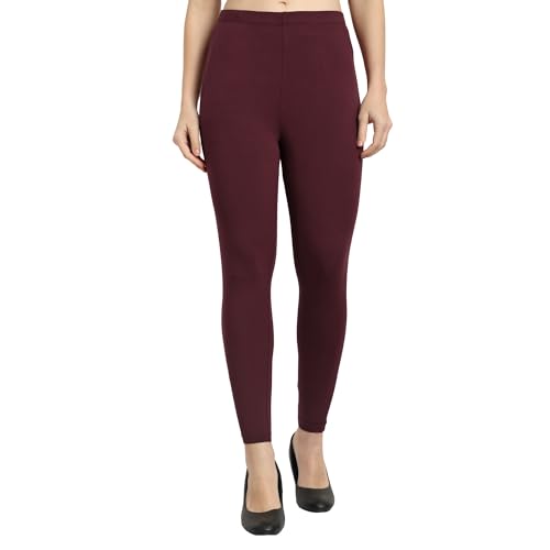 Image of ONE SKY Women Ankle Length Leggings | Premium Cotton Modal Spandex Blend | High Waist Stretchable & Bio-Washed Fabric | Colour-Lock | Ethnic Leggings for Women