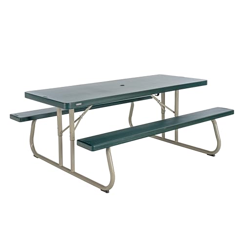 LIFETIME 6-Foot Classic Folding Picnic Table Seats 8 Green