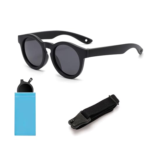 Sikweny Gafas de Sol Bebe Ajustabl Gafas Sol NiñA con Cierre Rápido y Funda Almacenamiento Regalos para Bebes Accesorios Protección Solar Niño Niñas para Playa Montañismo Camping Ciclismo (Negro)
