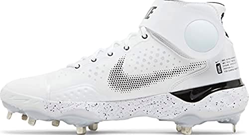 Nike Alpha Huarache Elite 3 Mid CV3550-105 White-Black Men's Metal Baseball Cleats 7 US