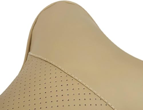 DETACHI Car Neck Rest Pillows Neck Support Headrest Car Pillow Rest Cushion Support & Shoulder for Long Driving Made of Faux Leather with Soft PollyFiber Filling and Elastic Stripes Beige