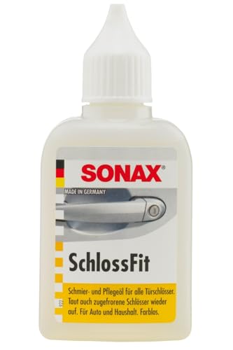 SONAX SchlossFit Thekendisplay (20 ml) pflegt, schmiert und schützt Türschlösser vor Rost und Feuchtigkeit – ohne zu verkleben | Art-Nr. 03751000