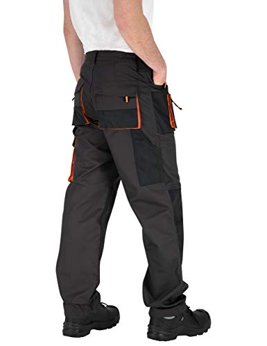 BWOLF Atlas Pantalon de Travail Homme Pantalon Travail Homme Classique avec Poches Multifonctionnelles + Renforcé de Polyester 600D (Gris/Orange, S, s) - Image 5