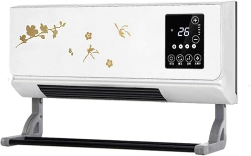 Wrobelax Space Heater 2000W Wall Mounted Air Cooler Conditioner Heater Fan Heating Cooling Room Bathroom Waterproof Remote Timing Air Conditioning Fan Electric Heaters(Size:2000W,Color:Gold)