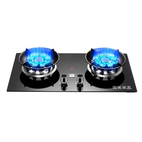 Estufa De Gas Portátil, Placa De Cocción De 9 Cavidades Y 2 Quemadores, Quemadores Wok De Acero Inoxidable De 5,2 KW Con Tapa De Vidrio, Con Protección Contra Llamas(NG)