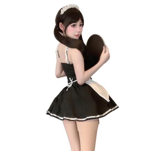 ZYTC セクシー フレンチメイド ランジェリー 女性用 ハロウン コスチューム アニメ コスプレ 衣装 ロリータ フェムボーイ ベビードール ロールプレイ ファンシードレス アップ ブラック - 画像5