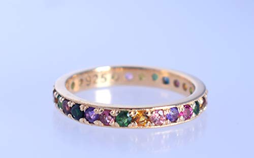 Bague éternité or jaune et pierres naturelles d'exception - 2