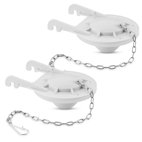 iFealClear Toilet Flappers Replacement 3 Inch Compatible with Most American Standard/ToTo/Gerber Toilets High Performance Water Saving Toilet Tank Flapper with Stainless Chain, 2 Pack White