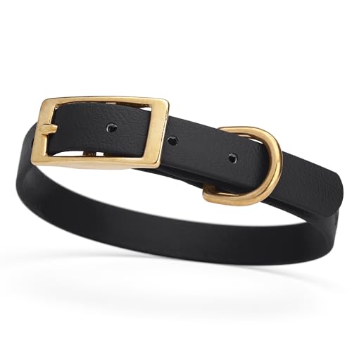 Image of Viper Biothane Heavy Duty Waterproof Dog Collar Strong Coated Nylon Webbing w /Solid Brass Hardware Odor-Proof Easy to Clean High Performance Fits Small Medium or Large Dogs, Black