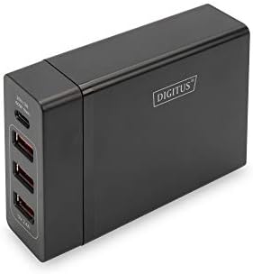 DIGITUS Ładowarka 65 W - Z kablem do ładowania USB-C - Fast Charger Power Delivery (PD 3.0) - Do MacBook Pro/Air, Lenovo, ThinkPad, HP, Dell, ASUS, Acer & Urządzenia mobilne - Czarny
