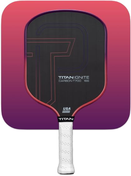 Titan Ignite Carbon Fiber Pickleball Paddle for Beginner & Improving Players – T700 Raw Carbon Fiber Face, Large Sweet Spot, USA Pickleball Approved –