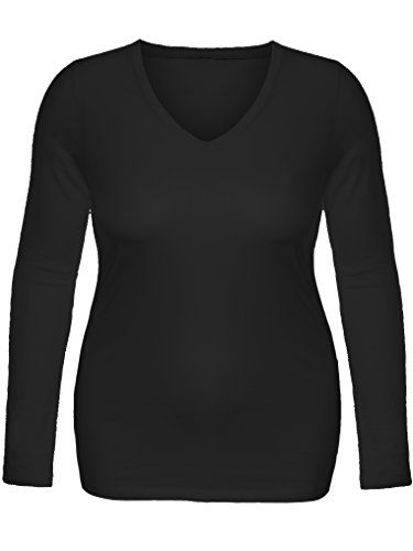 Emmalise Long Sleeve V Neck T Shirt Women-Junior sizes,3pk-black,black,black,Large