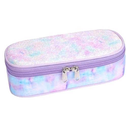 Image of Bagseri Pencil Case for Girls - Cute Pencil Case for Kids Large Capacity Pencil Pouch for School, Multifunction Pencil Bag with Compartments for Girls Kids Teen, Pen Case Only (Glitter Purple Tie-dye)