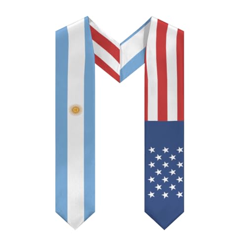 America Argentina Argentinean Flag Graduation Stole Sash Shawl for Men Women Thickened V-Neck Scarf for International Students Teachers Study Aboard Graduate Gift 72 inches Unisex