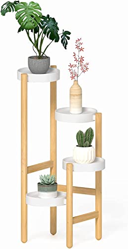 Wisuce Bamboo Plant Stands Indoor, 4 Tier Tall Corner Plant
