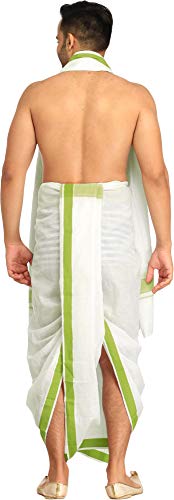Dhoti and Angavastram Set with Woven Border4