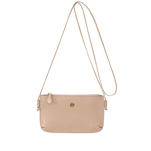 Bolsa Feminina Couro Legítimo Mariart Alça Transversal Fechamento Zíper 201 (Nude)