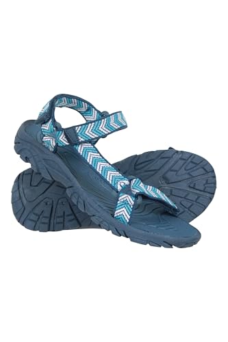 Mountain Warehouse Tide Kids Sandals - Neoprene Lined, 100% Rubber Outsole Childrens Shoes, Hook & Loop Fitting Beach Shoes - Spring Summer Walking, Travelling Blue Junior Shoe Size 4