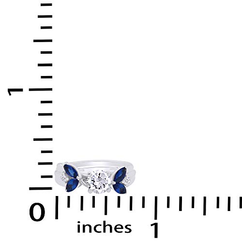 Marquise & Round Simulated Blue Sapphire & Cubic Zirconia Enhancer Guard 10k Gold3