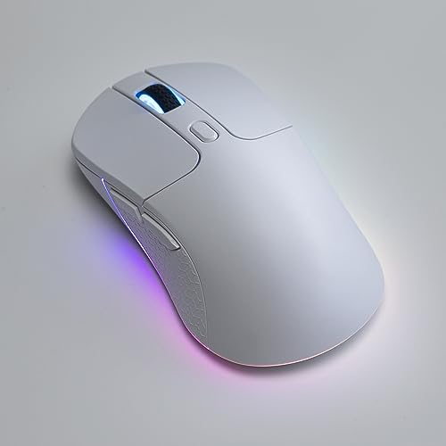 Image of Keychron M3 Wireless Gaming Optical Mouse, Tri-Mode 2.4 GHz /Bluetooth 5.1 /Wired, PixArt PAW 3395 sensor, 26000 DPI, LED RGB Backlit,79g Lightweight Programmable Macro Button for Windows PC /Mac - White